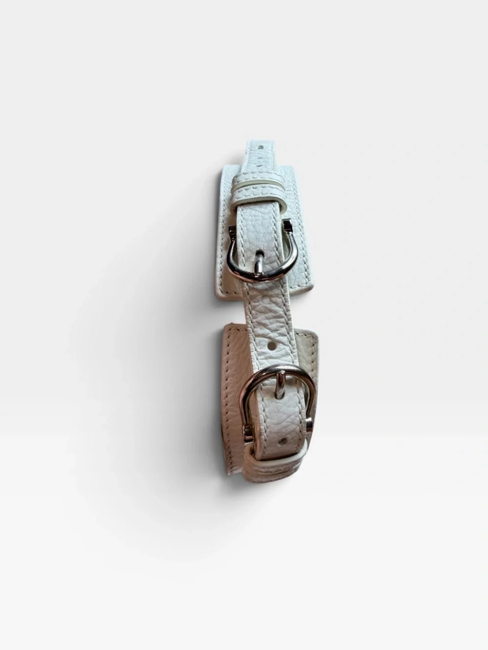 Burberry Double Buckle Leather Belt White